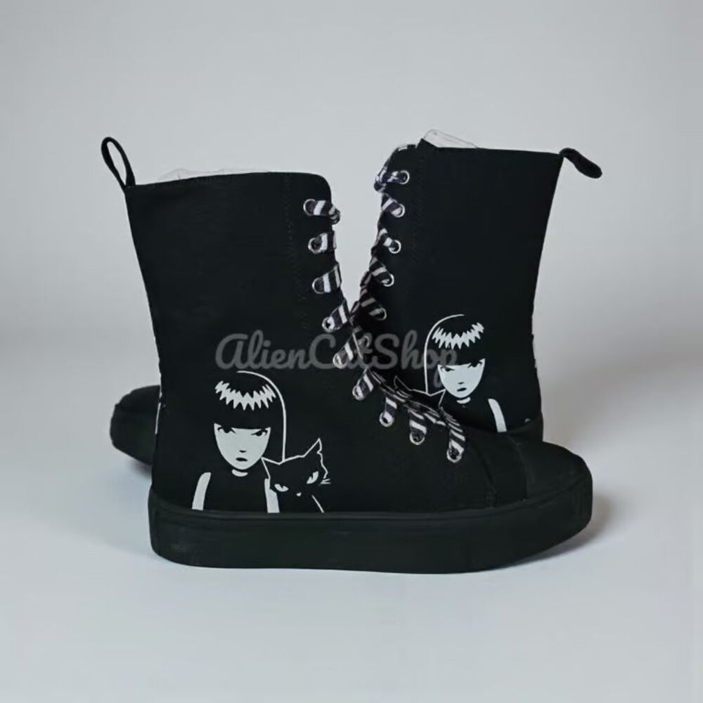 **NEW** Existential Freeze Printed Sneakers Dolls Kill x Emily The Strange Emo